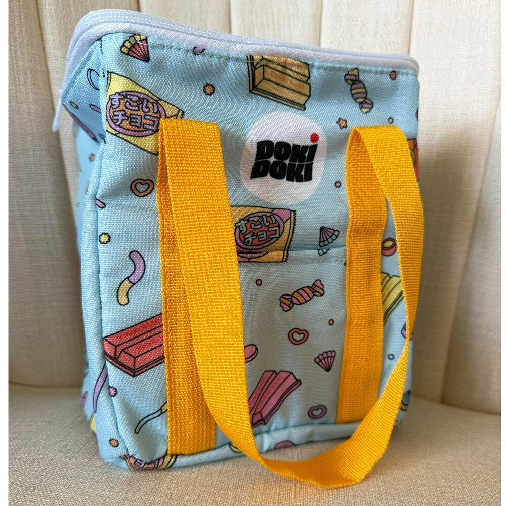 NWOT Doki Doki insulated lunch bag Japanese candy print blue yellow kawaii cute